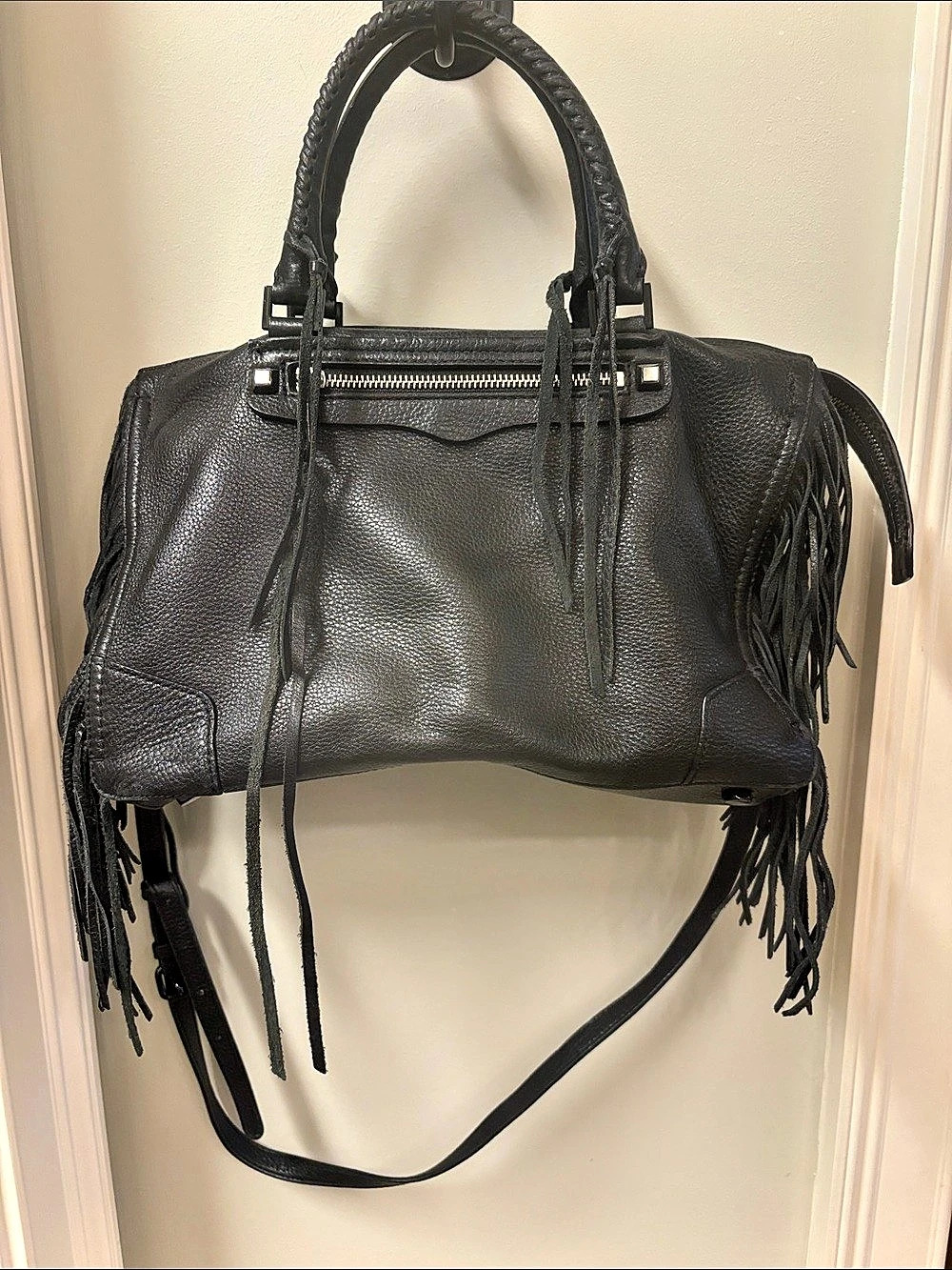 Rebecca Minkoff Black Fringe Leather Satchel